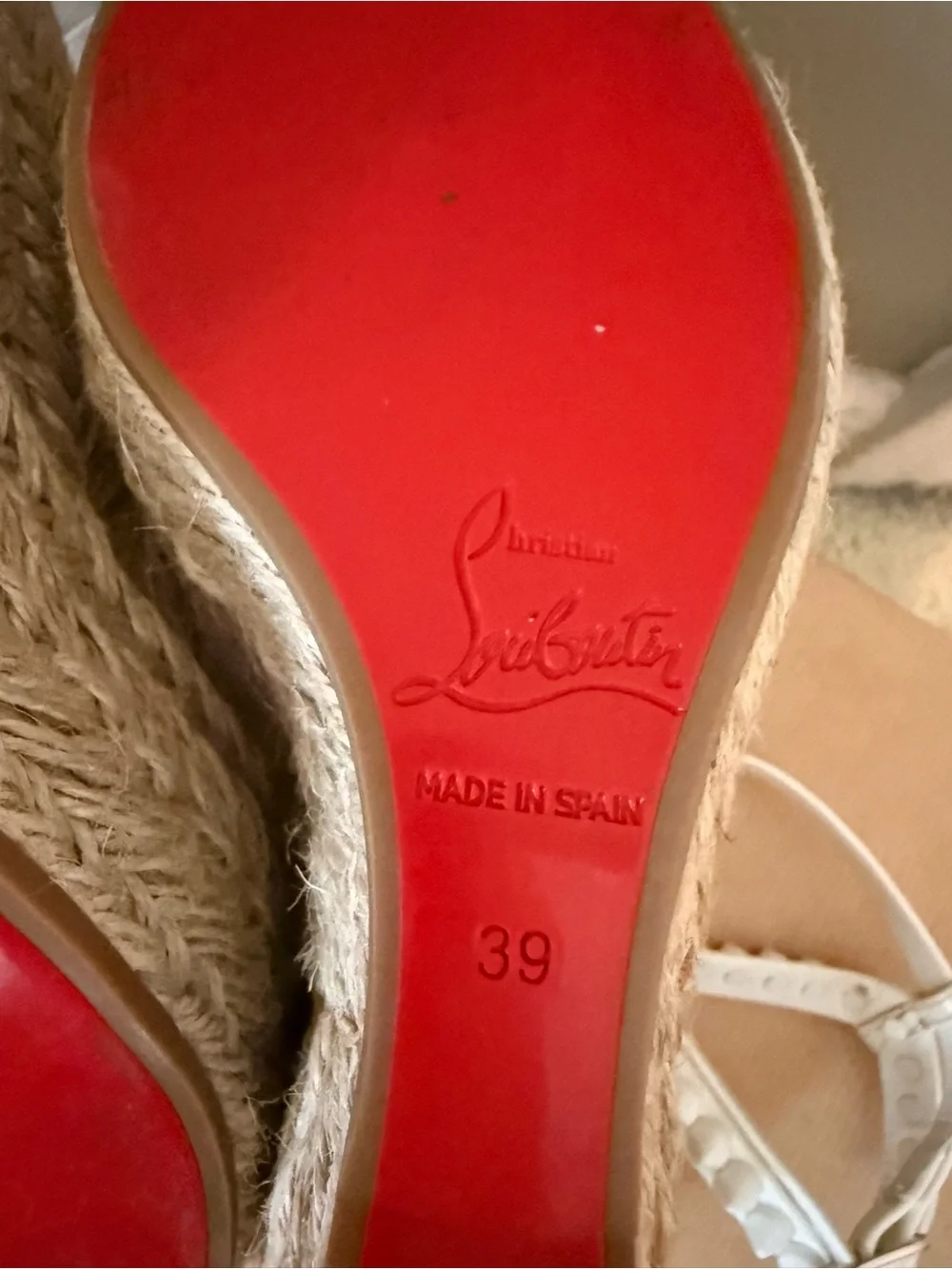 Christian Louboutin Mafaldina Zeppa 120 White Spiked Espadrille Wedges 39